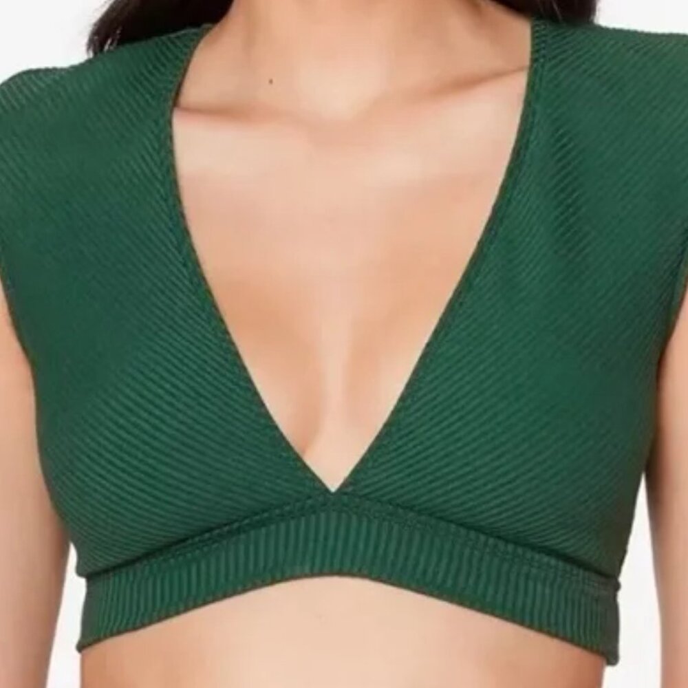 Bleu Rod Beattie Walk the Line Green Deep V Bikini Shirt Size 12 New